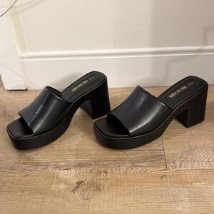 Dream Pairs Slip On Chunky Platform Slide Sandals, Black Size 9